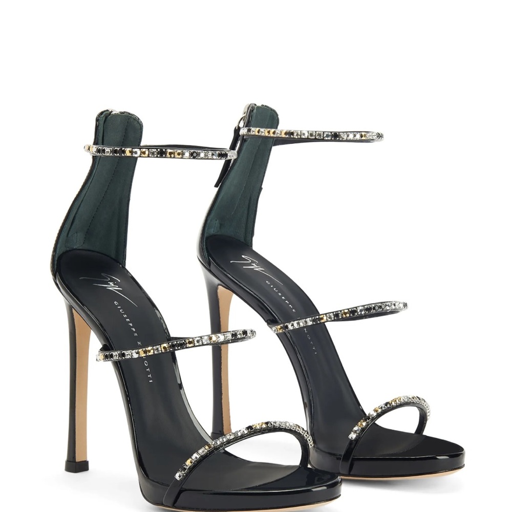 Giuseppe Zanotti Black Heels with Silver Accents